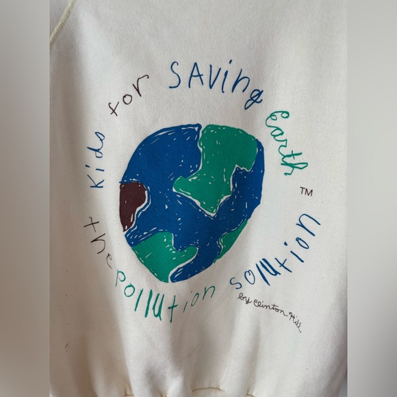 Vintage Cotton Ginny Kids Saving Earth Sweatshirt Made in Canada Oversized 90s - Picture 2 of 12